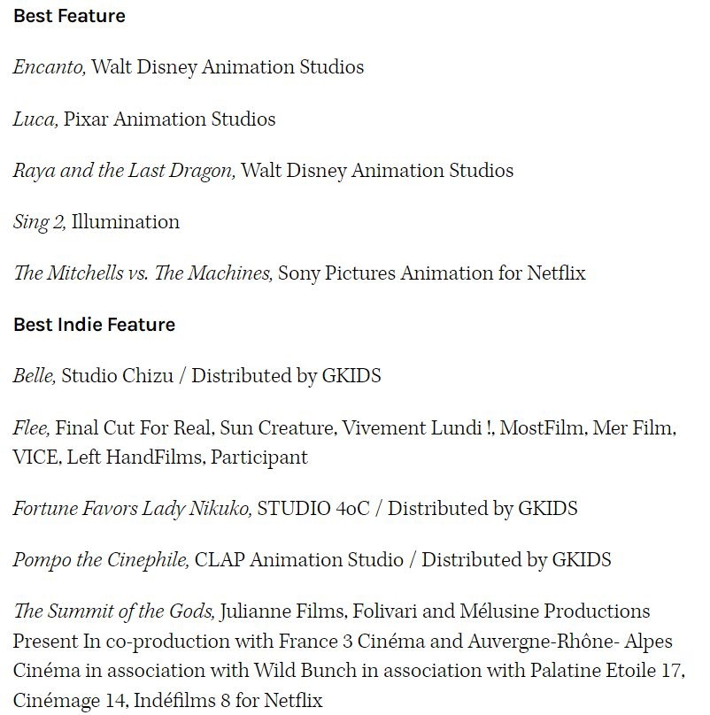 Объявлены номинанты на премию "Энни". С полным списком можно ознакомиться здесь: 
https://www.annieawards.org/nominations?utm_source=vk.com&utm_medium=social&utm_campaign=obyavleny-nominanty-na-premiy...