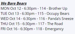 Расписание ближайших премьер с картуна. Согласно последнему промо каждую неделю нас будут ждать новые бомбы. Что будет после медведей, пока неизвестно. И ещё почти наверняка вернётся АТ, но точных дат...