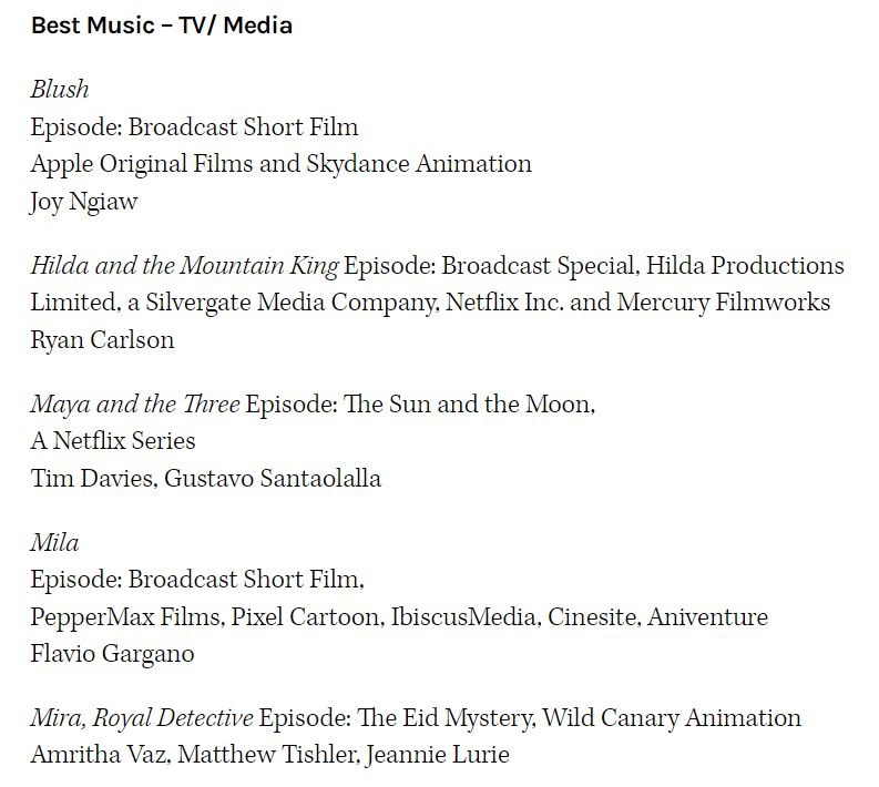 Объявлены номинанты на премию "Энни". С полным списком можно ознакомиться здесь: 
https://www.annieawards.org/nominations?utm_source=vk.com&utm_medium=social&utm_campaign=obyavleny-nominanty-na-premiy...